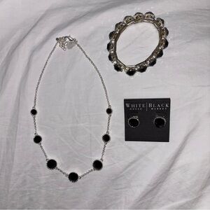 White House Black Market Black and Silver Necklace Set
